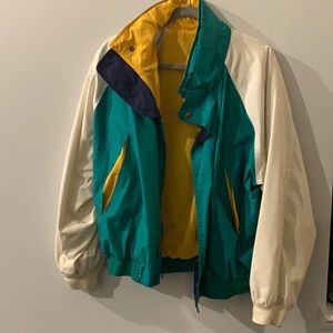 Women’s Large Teal, White & Yellow Windbreaker